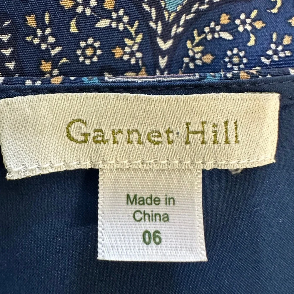 Garnet Hill Womens Shift‎ Dress Size 6 100% Silk Geometric Nautical Cruise Beach